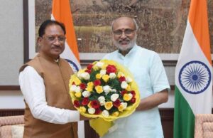 मुख्यमंत्री विष्णु देव साय ने उपराष्ट्रपति सी. पी. राधाकृष्णन से की सौजन्य भेंट