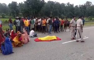 सड़क पार कर रही महिला को वाहन ने कुचला, इलाके में गुस्सा