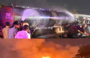 हाईवे पर खौफनाक मंजर : सिलेंडर से भरे ट्रक में केमिकल टैंकर की टक्कर, धमाकों से दहला इलाका