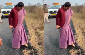 सड़क का सच सामने आया: मंत्री प्रतिमा बागरी ने नई सड़क की क्वालिटी पर जताई नाराजगी