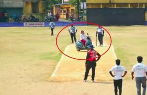 क्रिकेट मैच की भीड़ ने रोका पति की कार, महिला ने स्कूटी पर पिच तक कर दी एंट्री