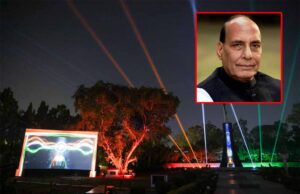 रक्षा मंत्री राजनाथ सिंह ने लखनऊ में सेना के युद्ध स्मारक पर लेज़र, लाइट और साउंड शो का किया उद्घाटन