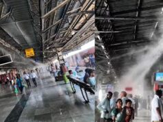 भीषण गर्मी में रेलवे का खास इंतजाम, प्लेटफॉर्म पर फोगर-स्प्रिंकलर से मिल रही ठंडी फुहार